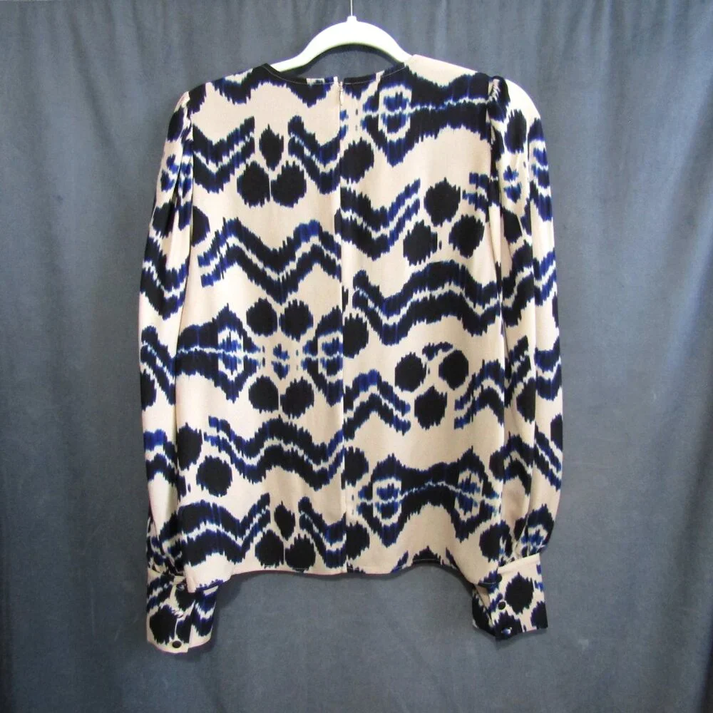 Ulla Johnson Lilliana Blouse Womens Size 10 Cream Nimbus Blue Bishop Sleeve Top - Picture 4 of 9